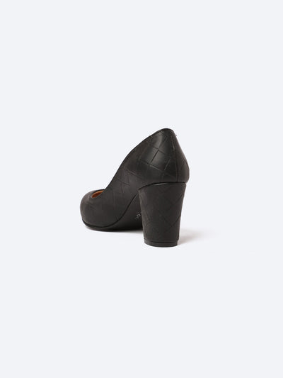 Pumps - Block Heel - Textured - 9 Cm