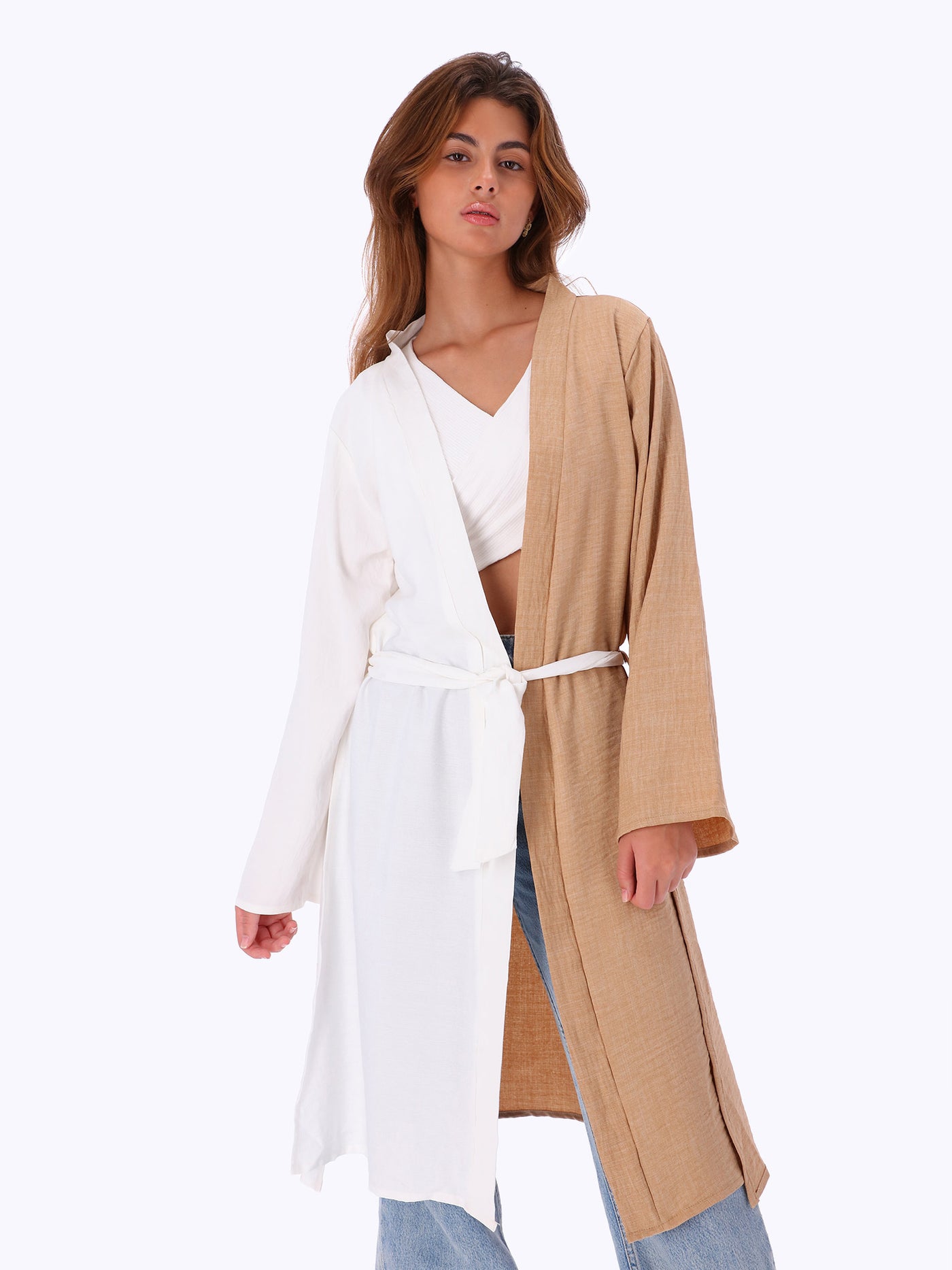 Leocansa Womens Bi-Tone Linen Cardigan