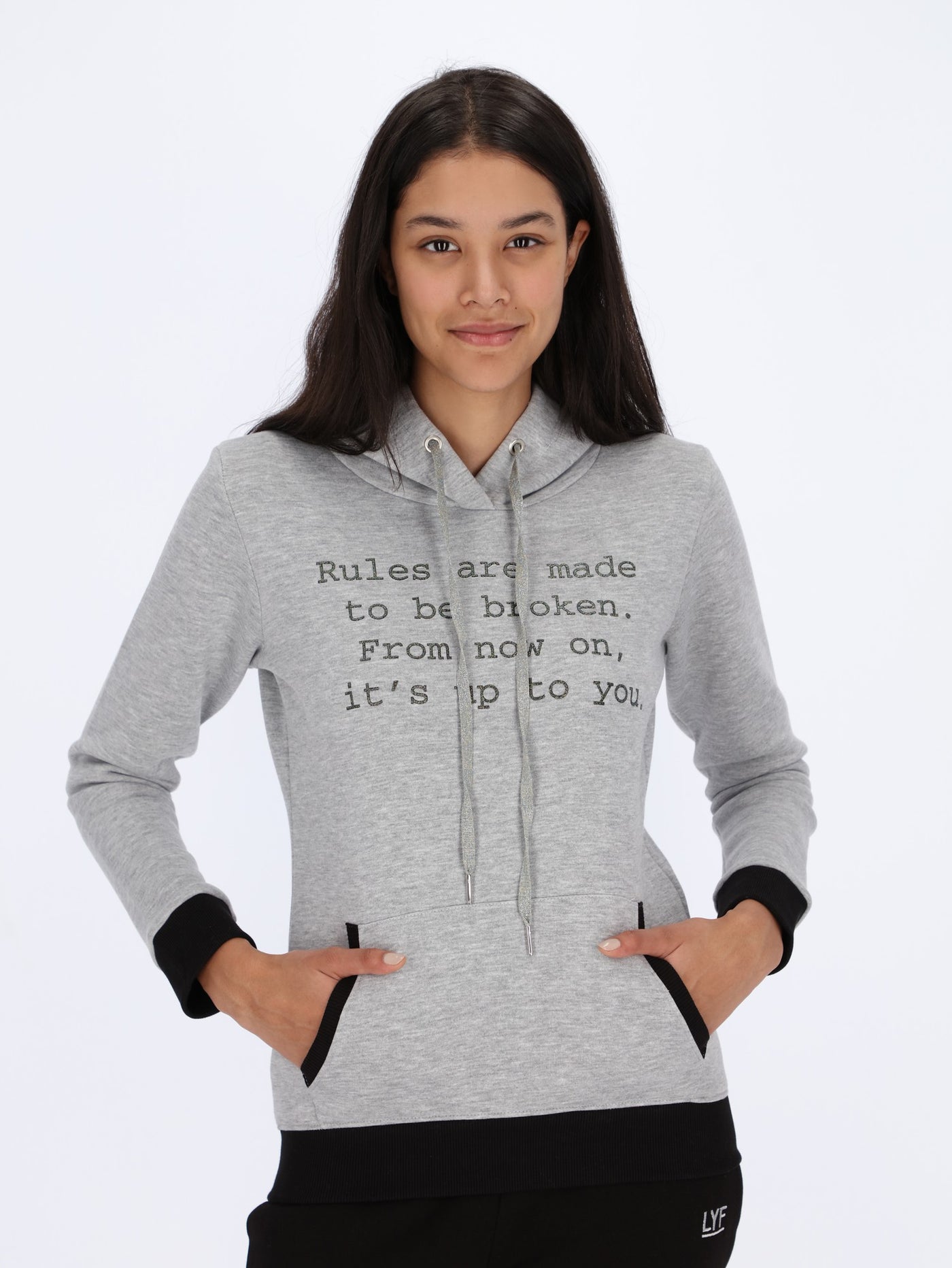 Rules Are Made Glitter Print Hoodie