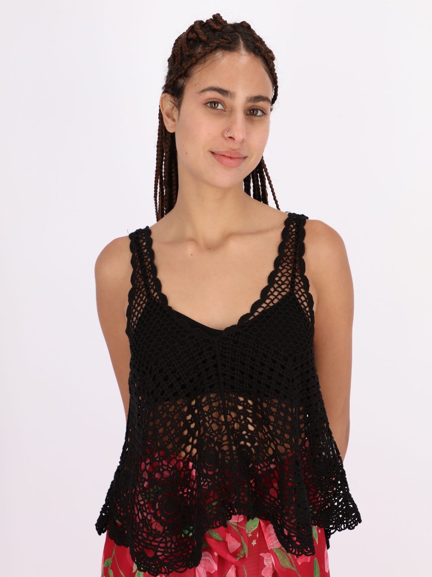 OR Tops & Blouses Black / Os Crochet Sleeveless Top