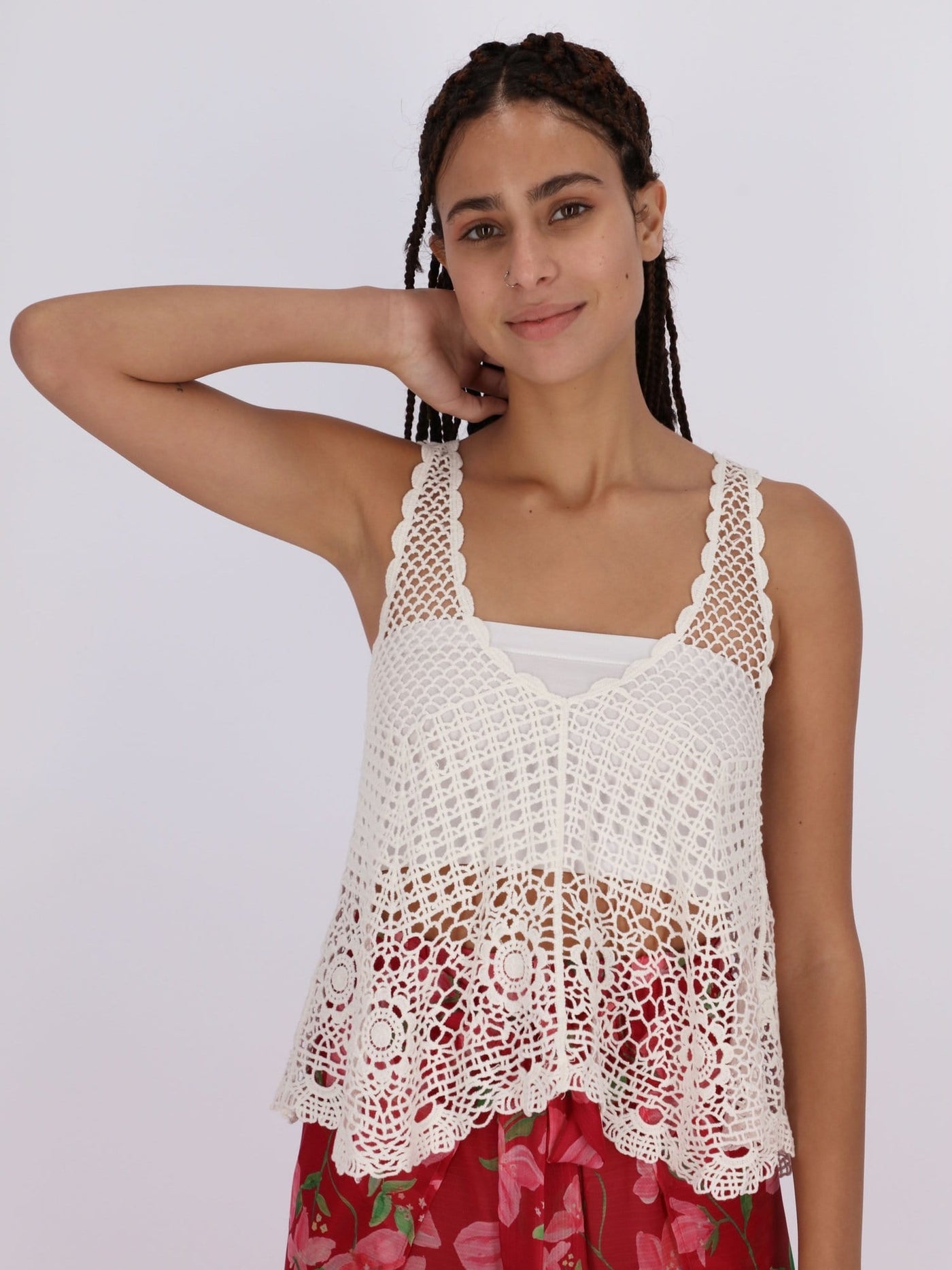 OR Tops & Blouses White / Os Crochet Sleeveless Top