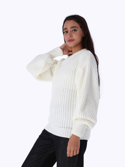 Knitted Pullover - Puff Sleeves