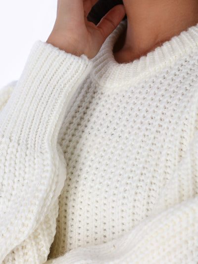 Knitted Pullover - Puff Sleeves