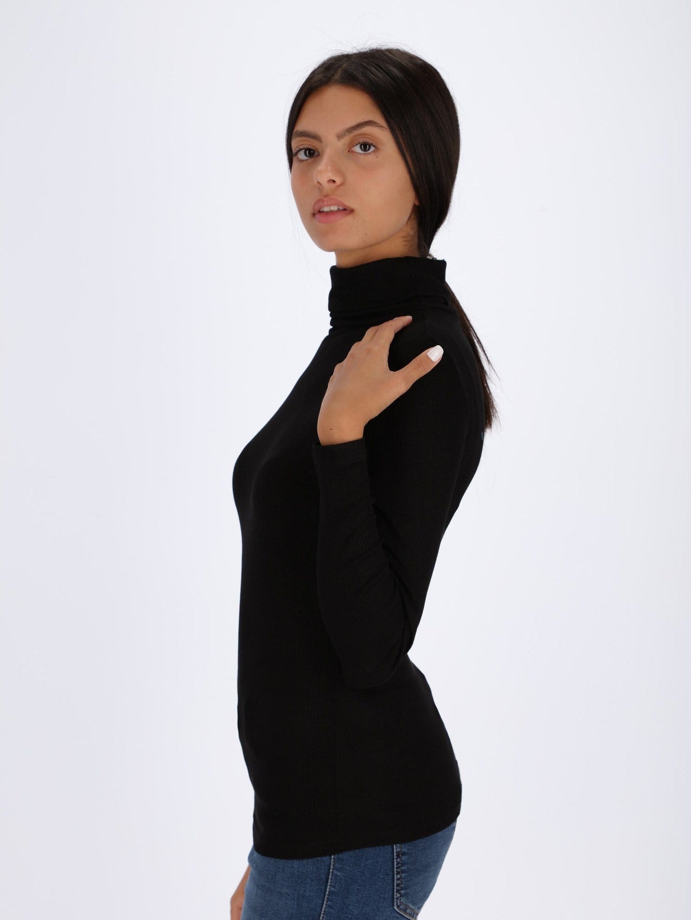 OR Tops & Blouses Ribbed Turtle Neck Top with Long Sleeves