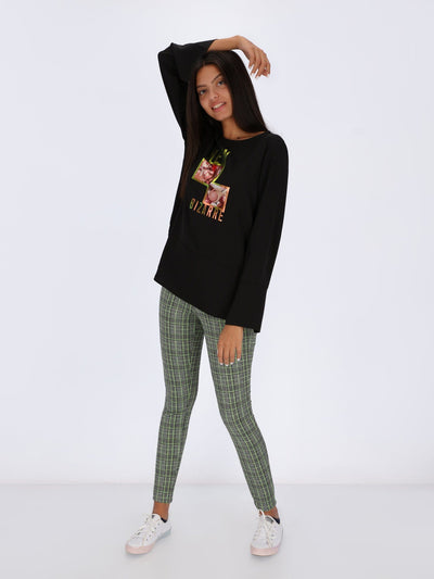 OR Tops & Blouses Front Print Bell Long Sleeve Top