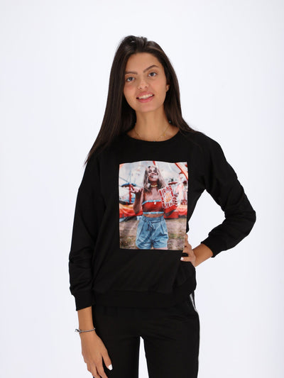 OR Sweatshirts & Hoodies Black / L Front Embroidered Print Sweatshirt