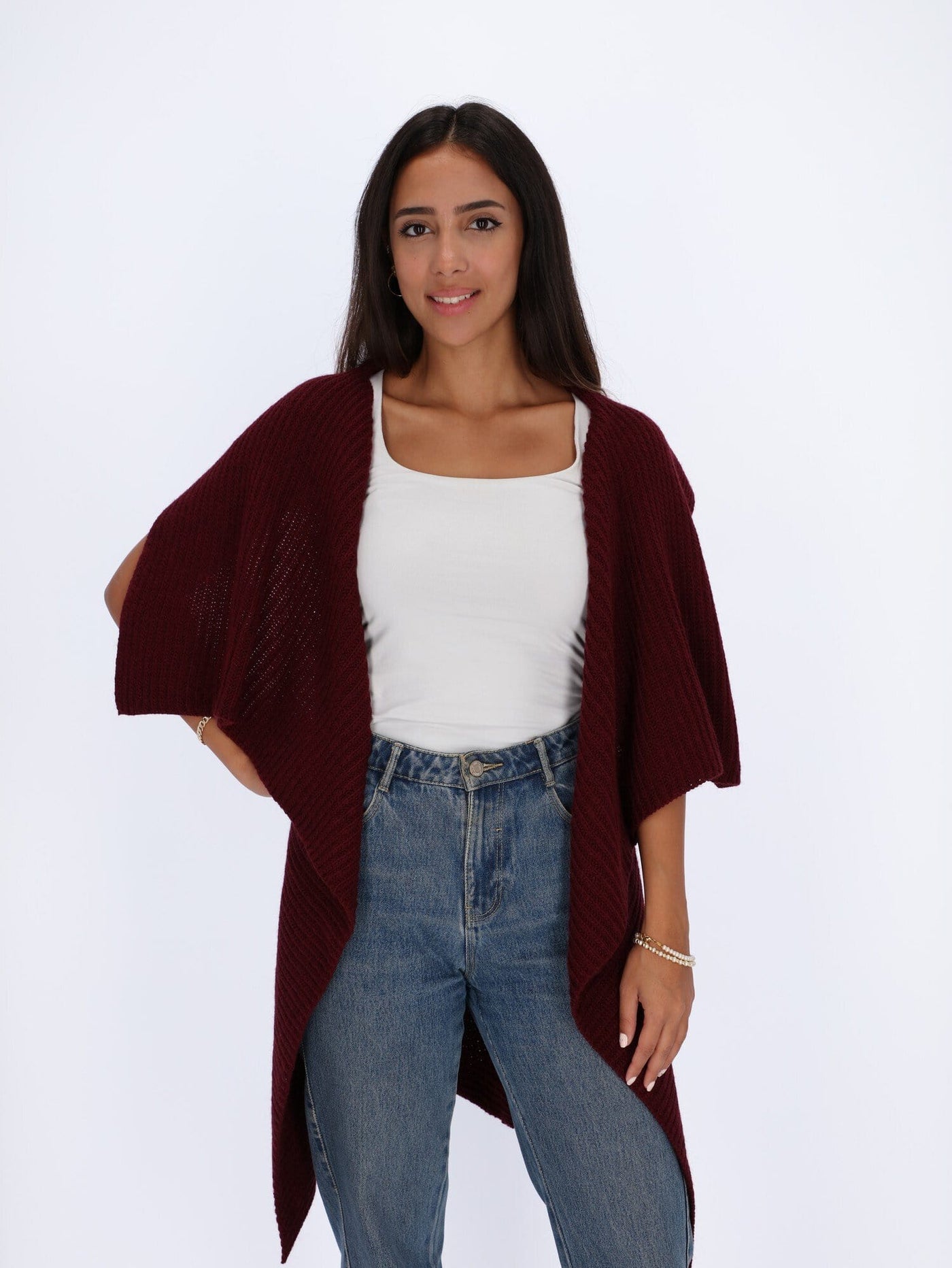 OR Jackets & Cardigans Cabernet / One Size Long Sleeveless Cardigan