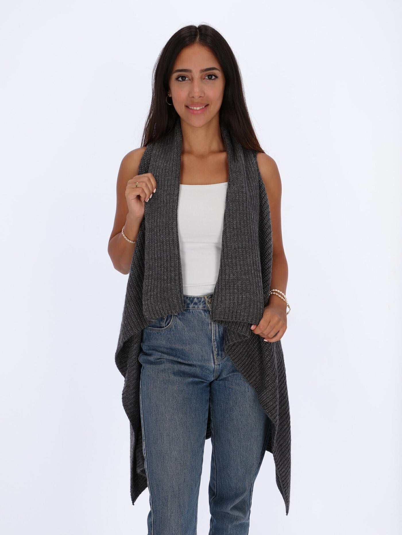 OR Jackets & Cardigans H.Med.Grey / One Size Long Sleeveless Cardigan