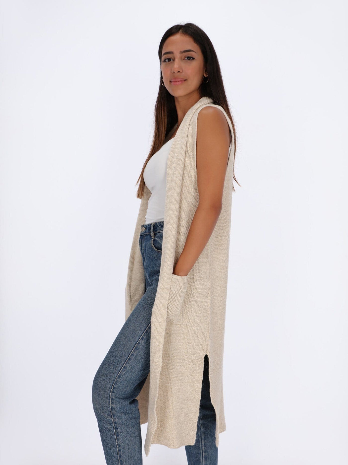 OR Jackets & Cardigans Long Length Slit Sides Opened Cardigan