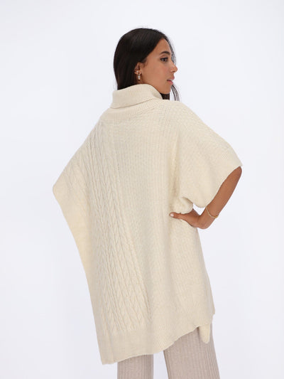 OR Knitwear Poncho Knitwear with Braided Texture