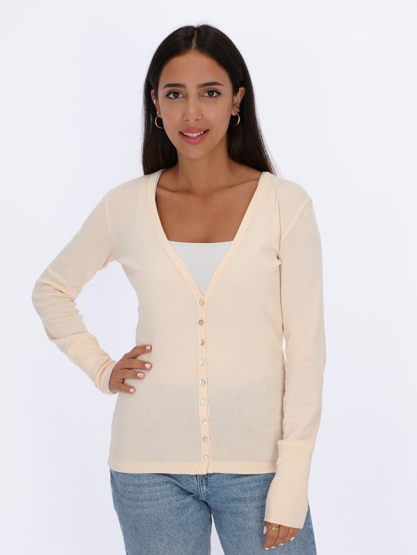 OR Jackets & Cardigans Basic Buttoned Jumper with V Neck