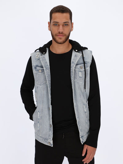 OR Jackets Dark Jeans / L Hooded Denim Gilet