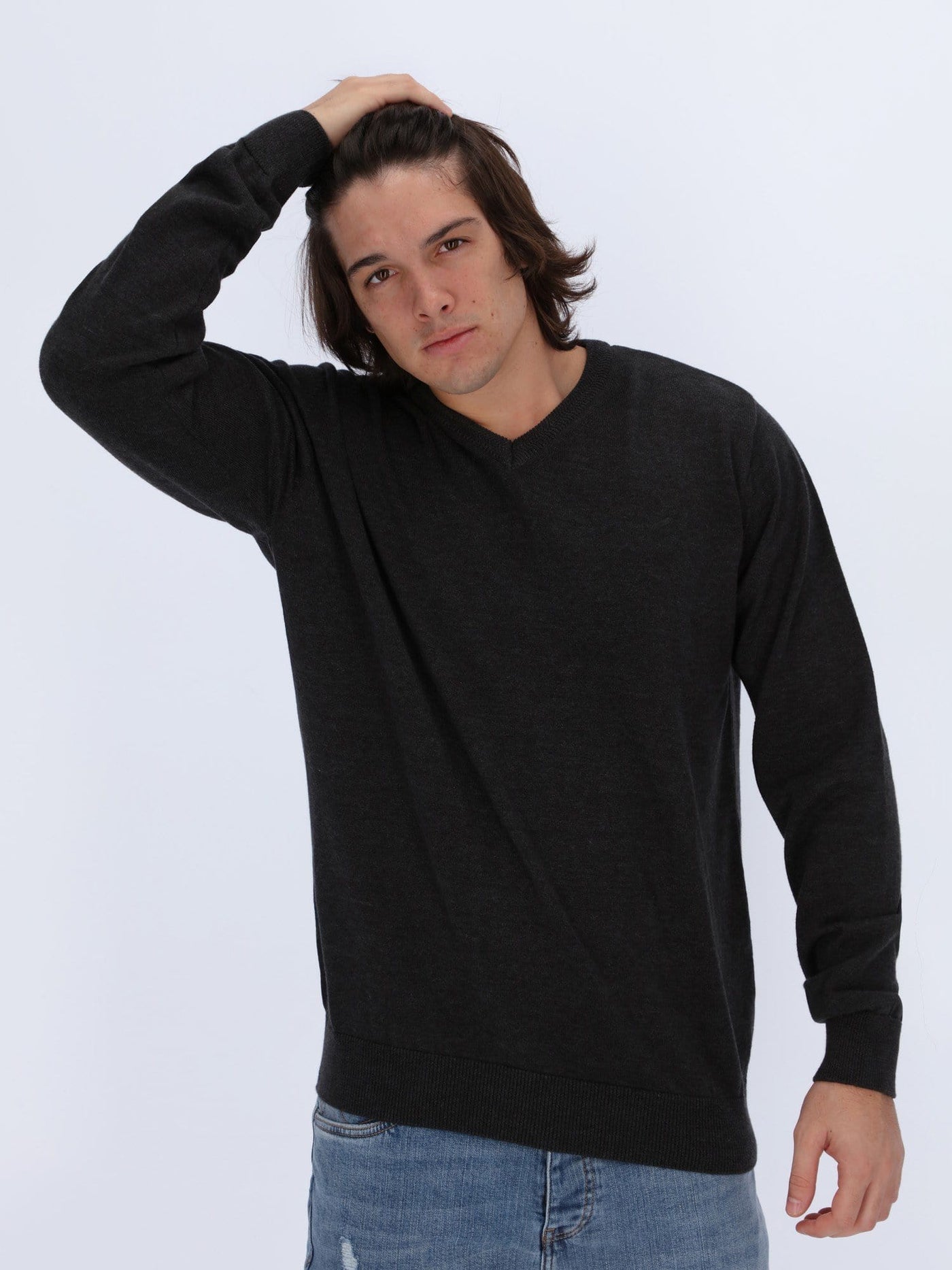 Daniel Hechter Knitwear Anthracite Chine / L Lightweight Knit Sweater V-Neck