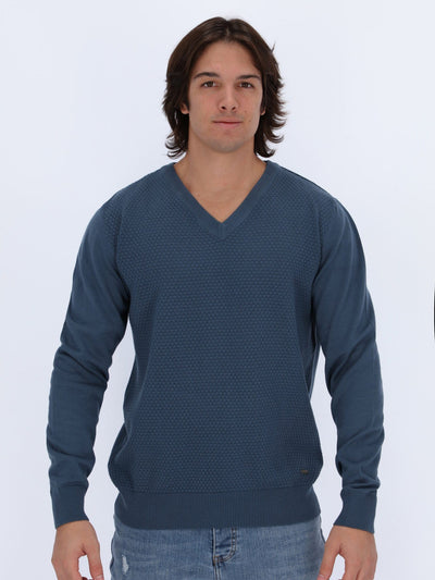 Daniel Hechter Knitwear BLUE GRAY / 3XL Bubble Textured Knit Pullover