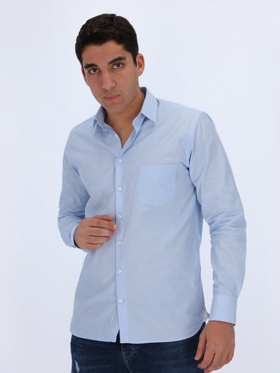 Daniel Hechter Shirts LIGHT BLUE / 38 Basic Shirt with Chest Pocket