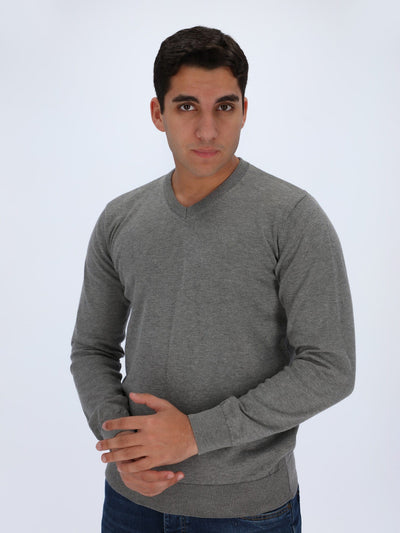 Daniel Hechter Knitwear Light Grey Chine / L Lightweight Knit Sweater V-Neck