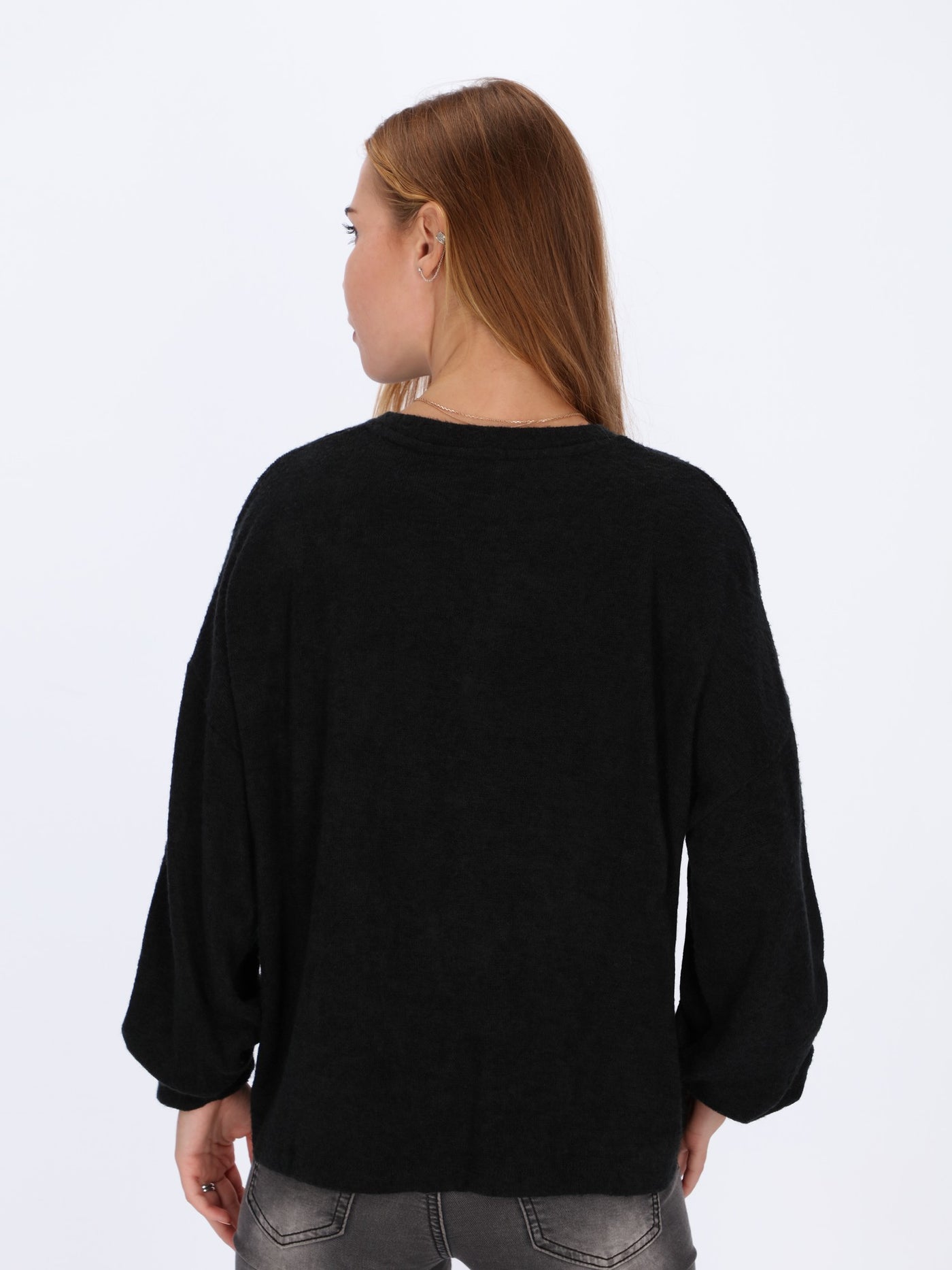 Basic Knit Pullover with Loose Sleeves