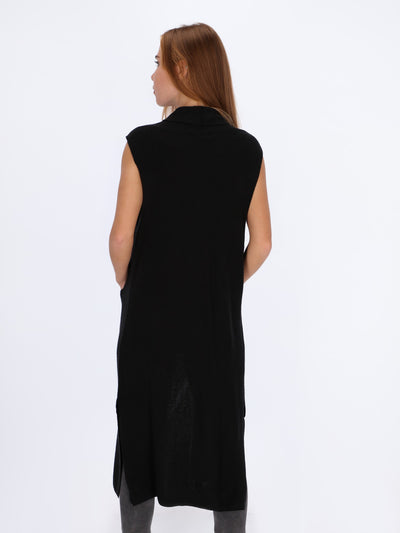 Full Length Sleeveless Open Cardigan