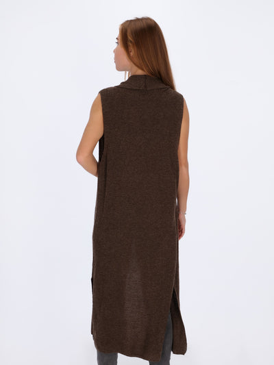 Full Length Sleeveless Open Cardigan