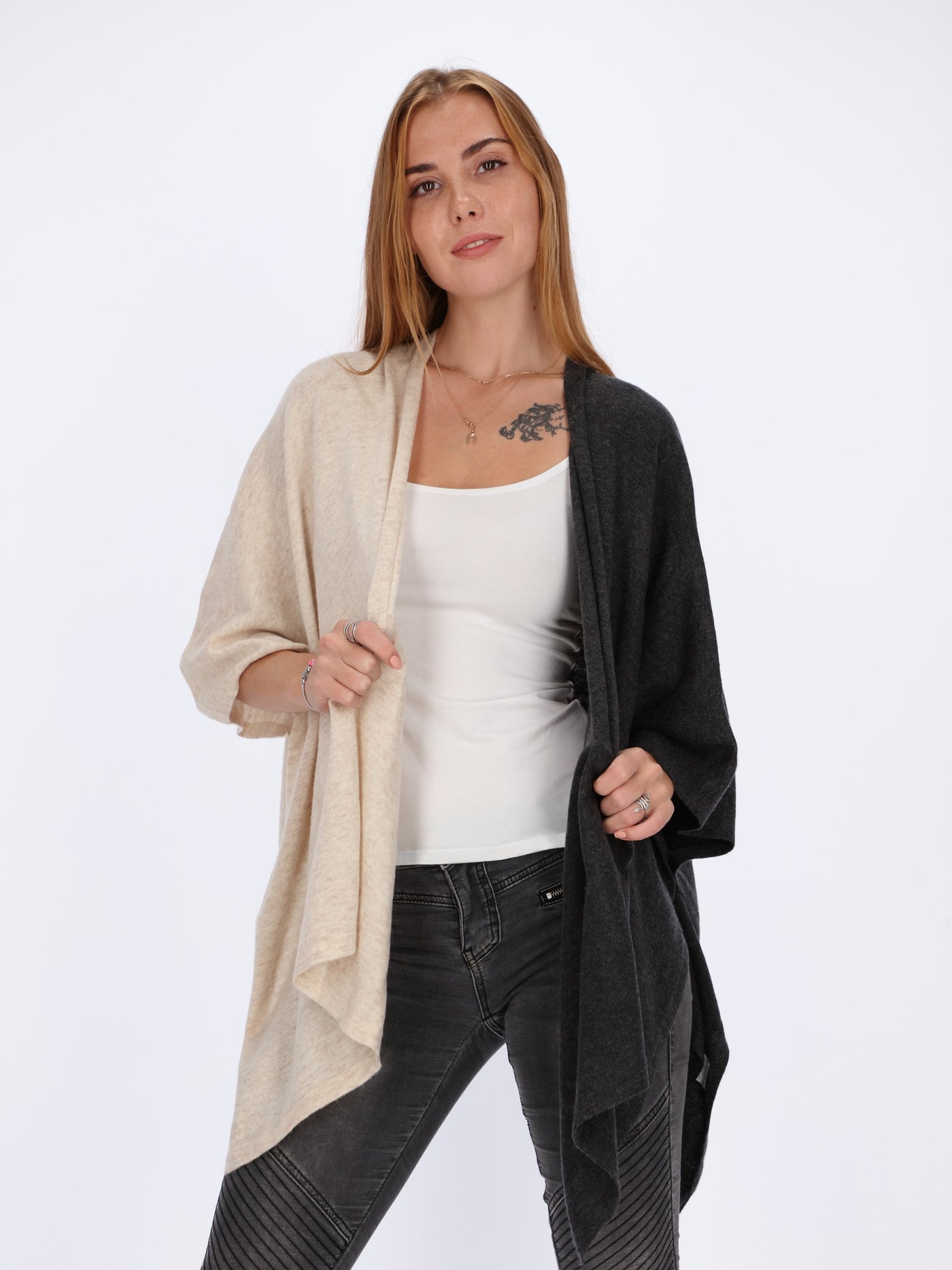 Bi-tone Asymmetric Cardigan