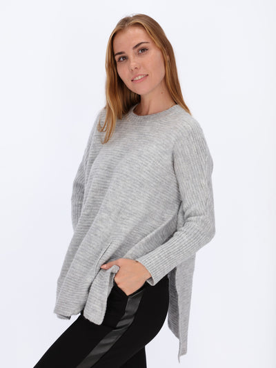 Slit Sides Ripped Knitted Pullover