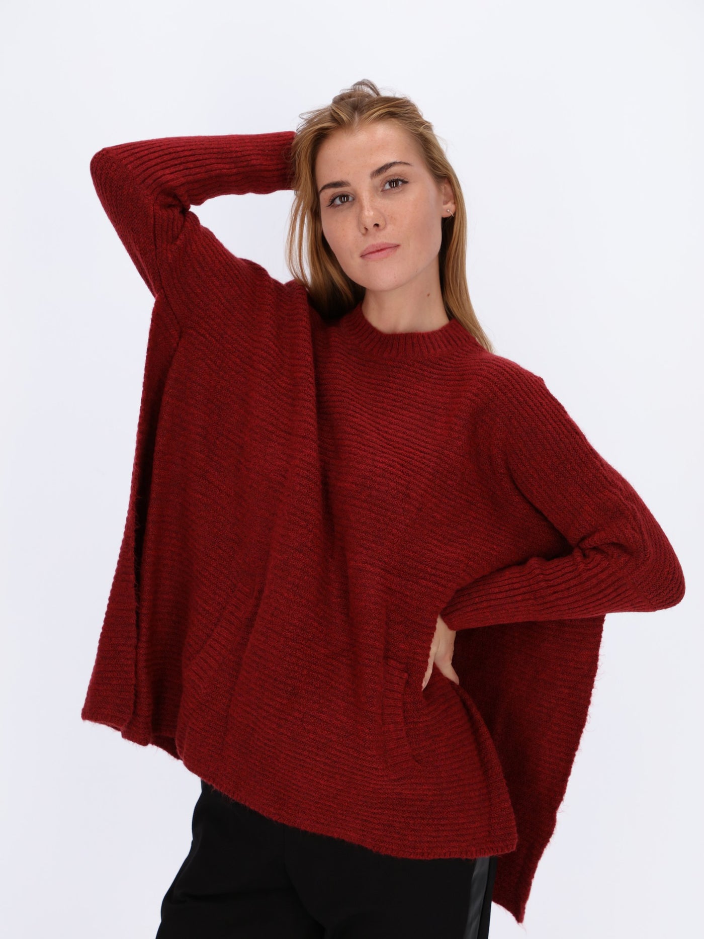 Slit Sides Ripped Knitted Pullover