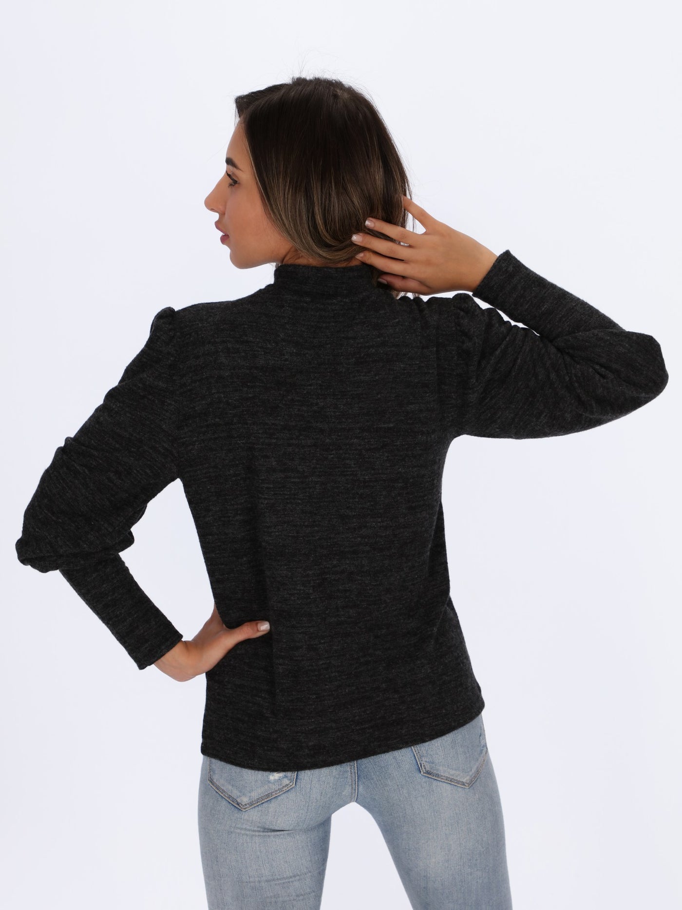 High Collar Top with Leg of Mutton Sleeve