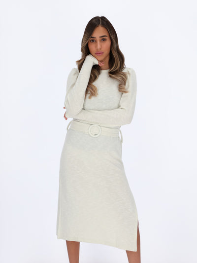 Midi Dress with Waist Belt