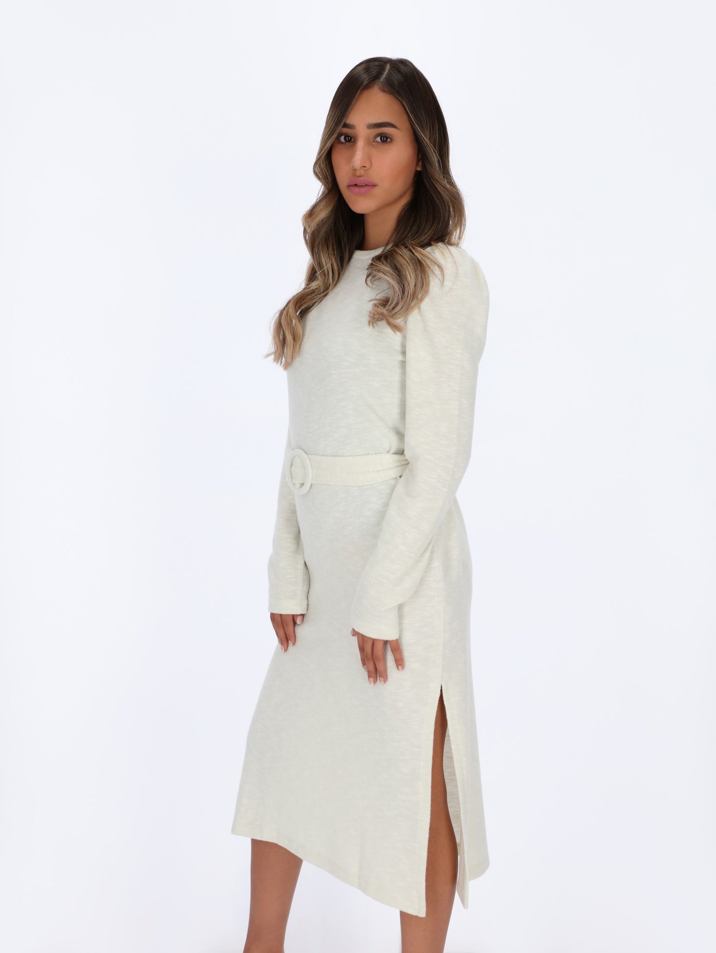 Midi Dress with Waist Belt