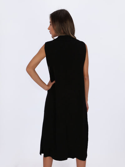 Long Length Slit Sides Opened Cardigan