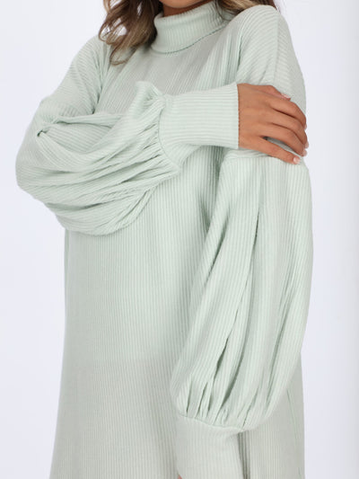 Mid-Length Dress with Puff Sleeves