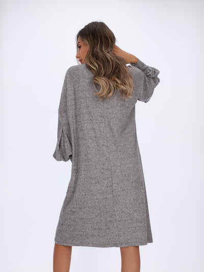 Mid-Length Dress with Puff Sleeves