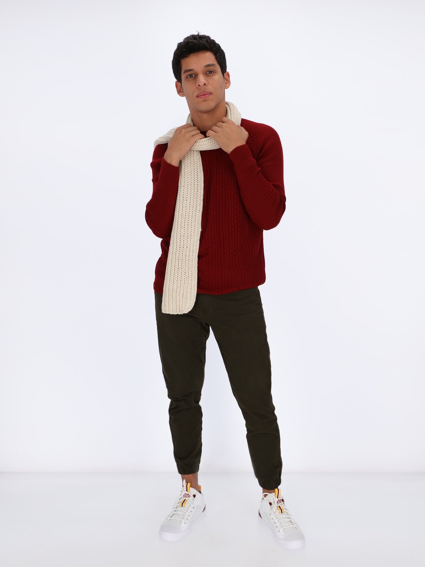 Small Cable Textured Raglan Sleeve Pullover