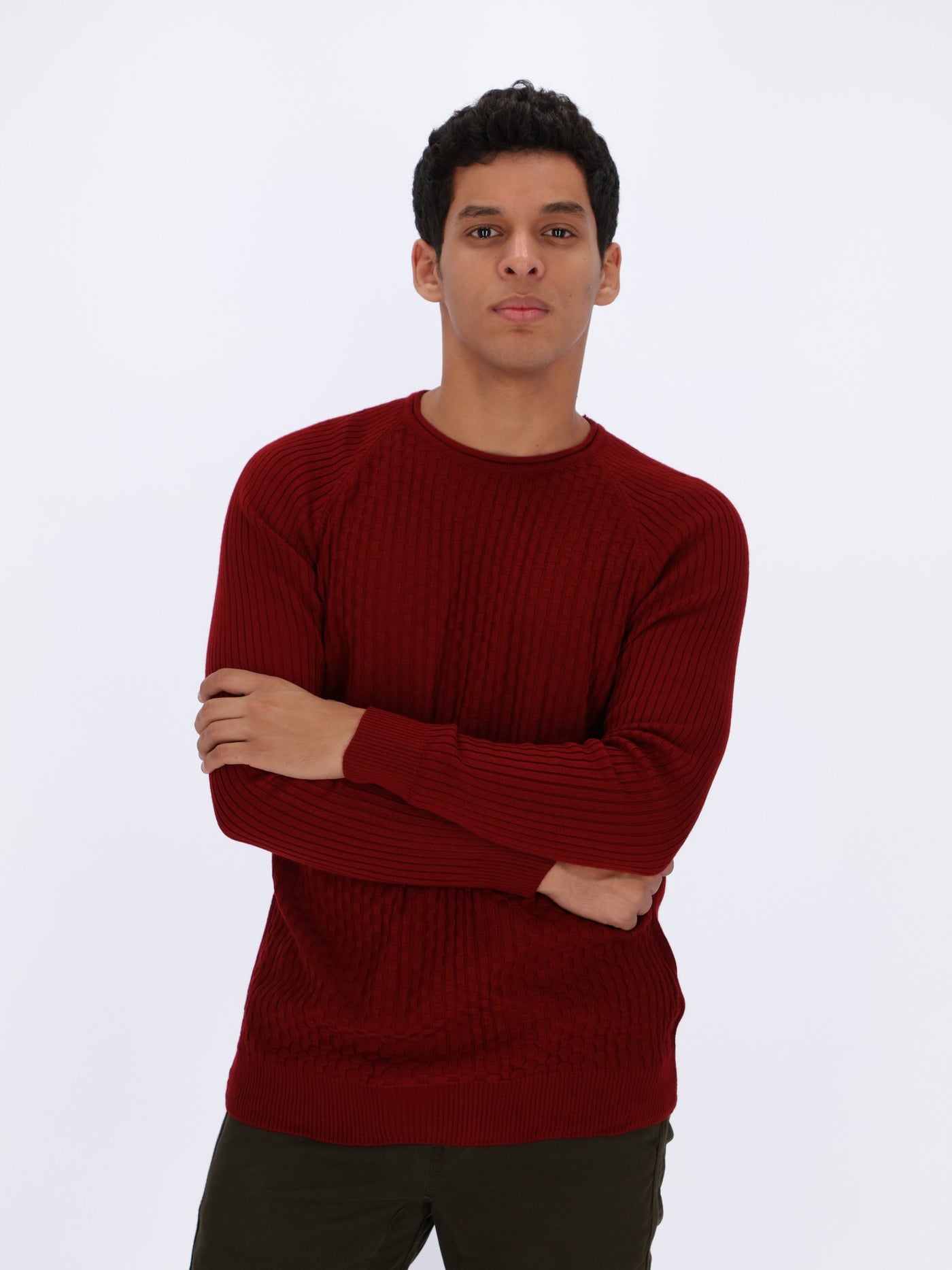 Small Cable Textured Raglan Sleeve Pullover