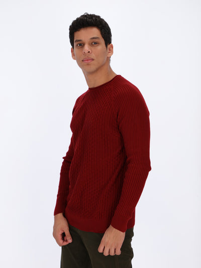 Small Cable Textured Raglan Sleeve Pullover