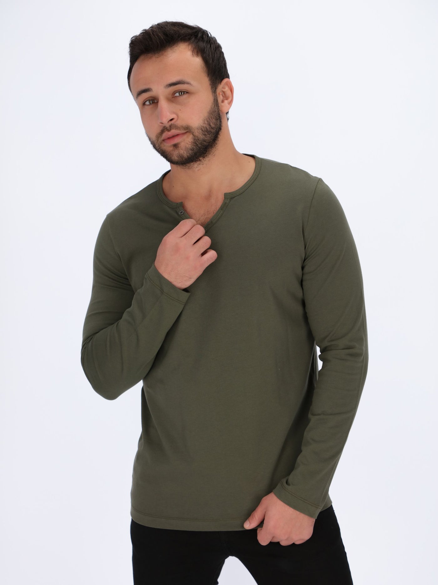 Henley T-shirt with Long Sleeves