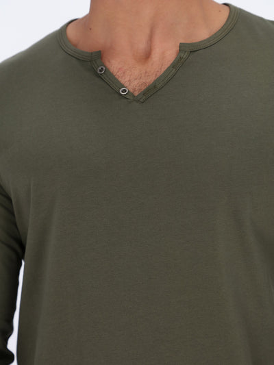 Henley T-shirt with Long Sleeves