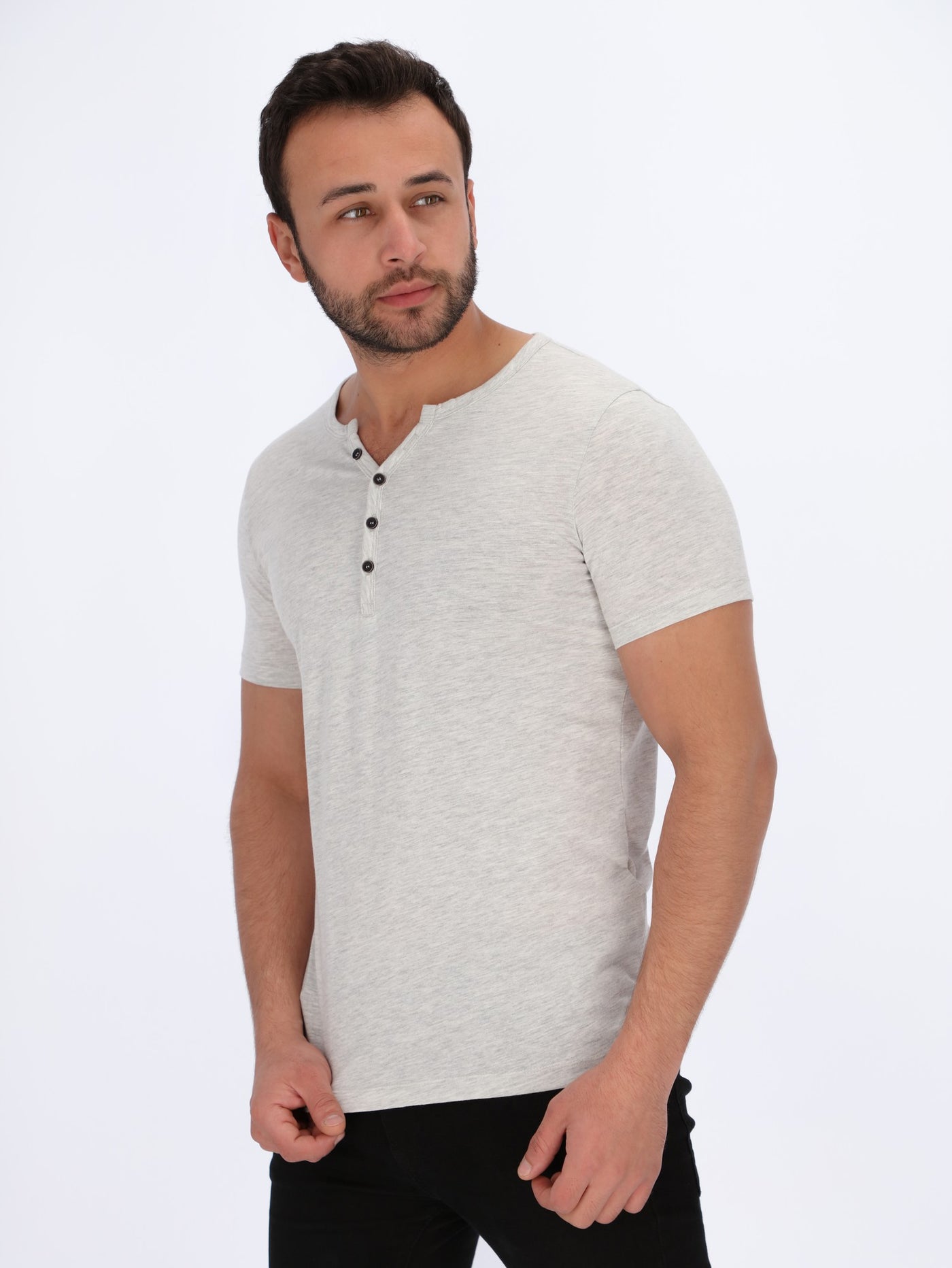 Henley Neck Basic T-Shirt