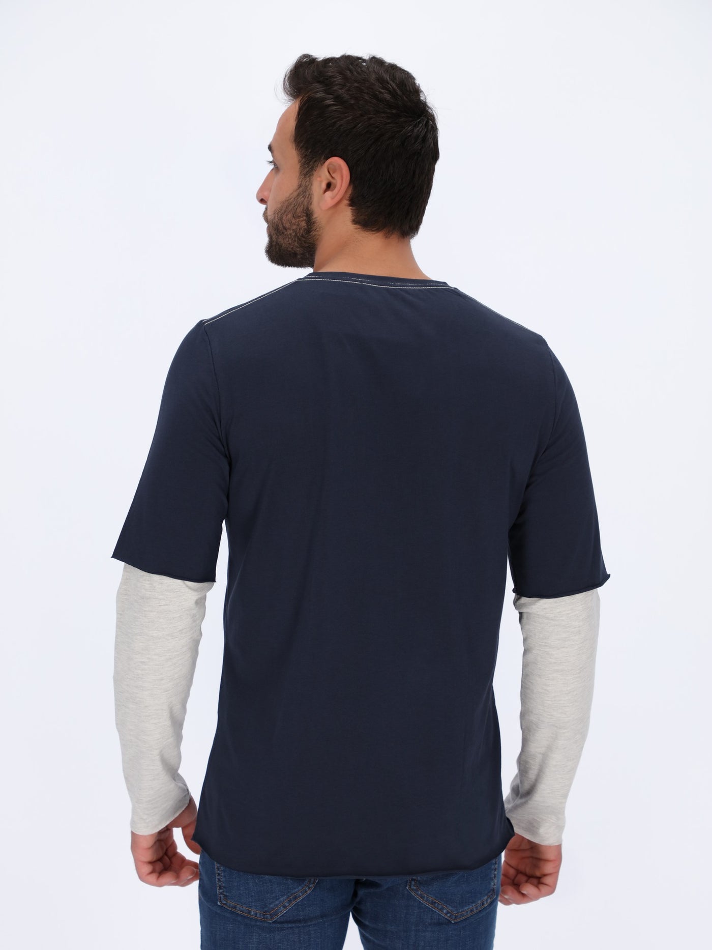 Unfinished Layered Sleeve T-Shirt