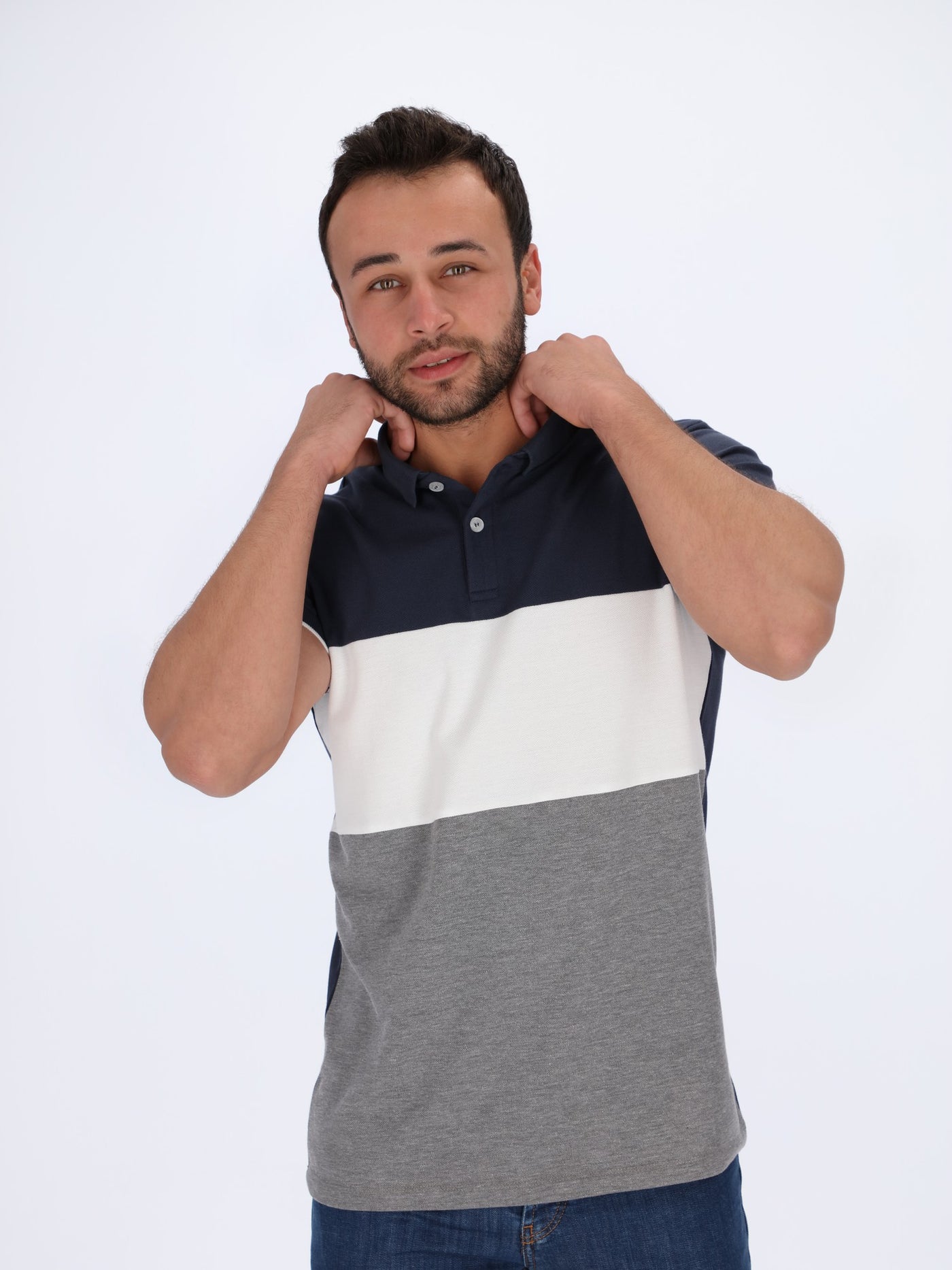 Color Block Short Sleeve Polo Shirt