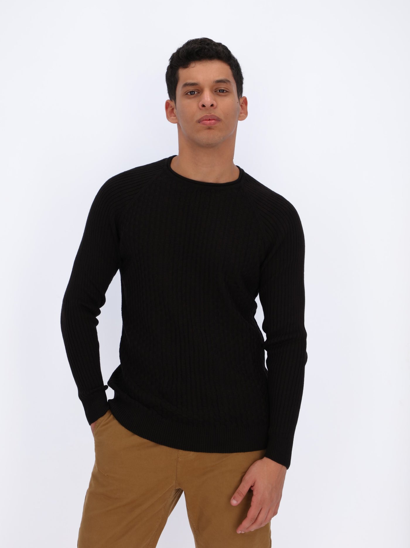 Small Cable Textured Raglan Sleeve Pullover