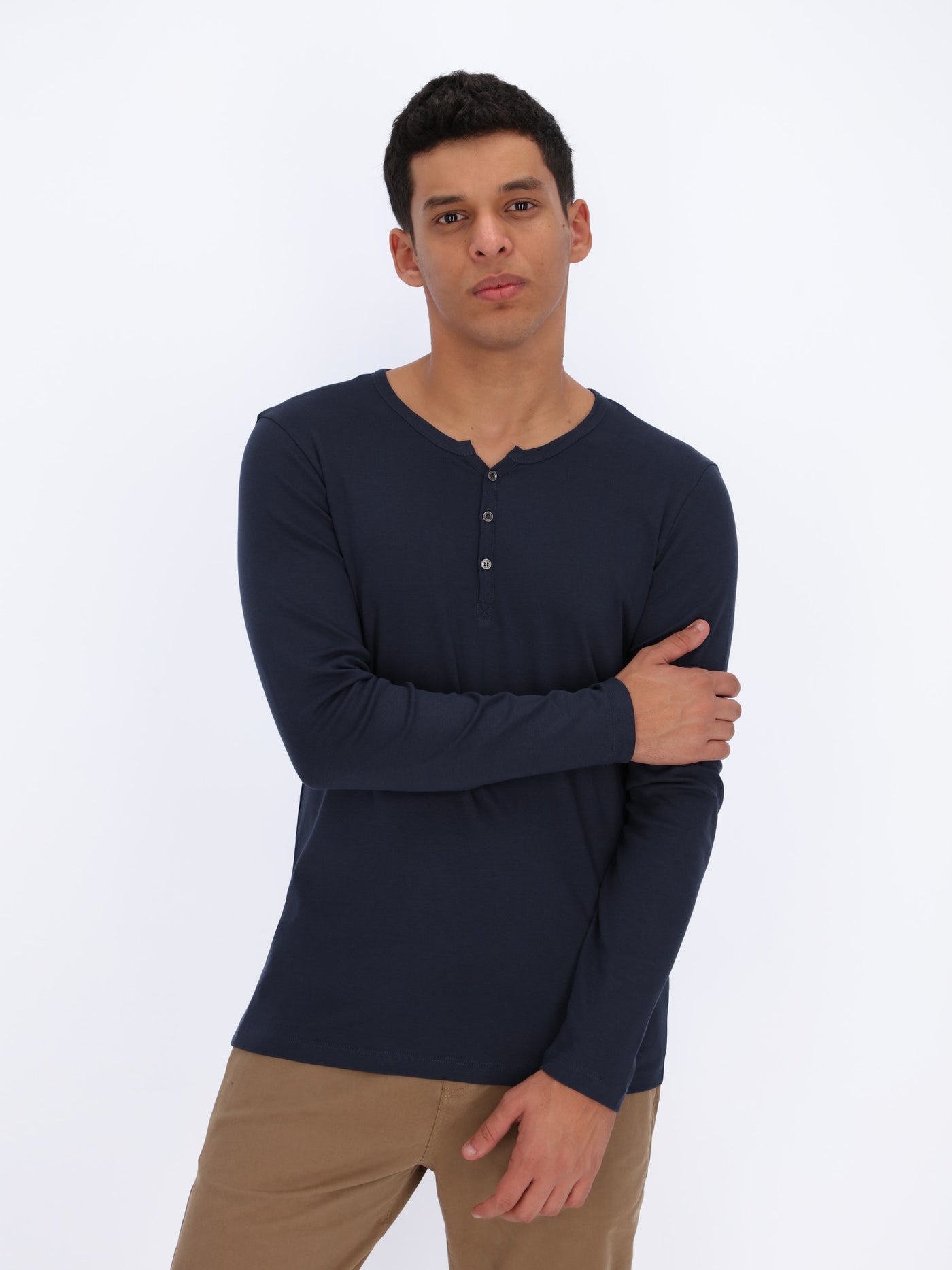 Henley T-shirt with Long Sleeves