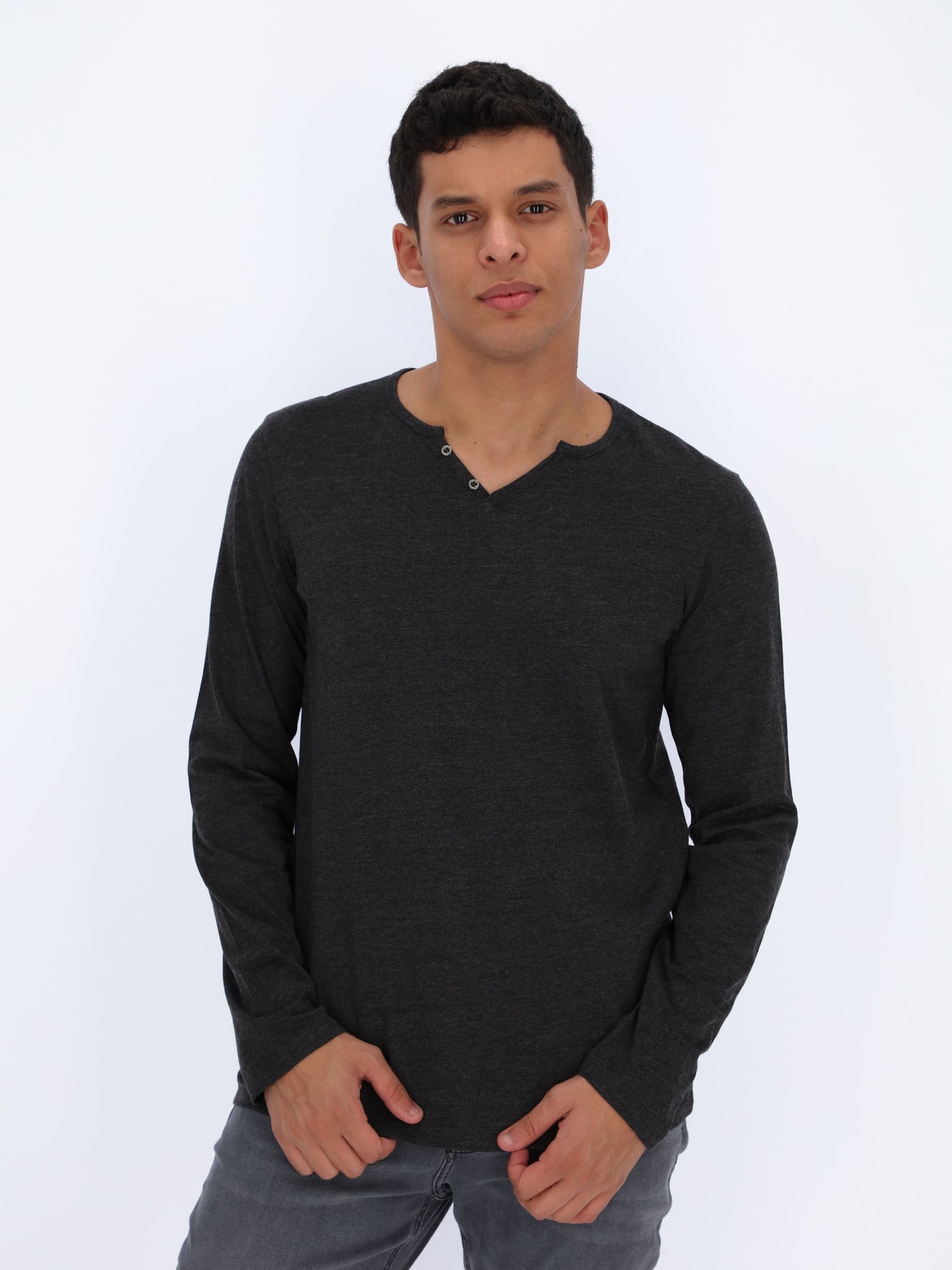 Henley T-shirt with Long Sleeves