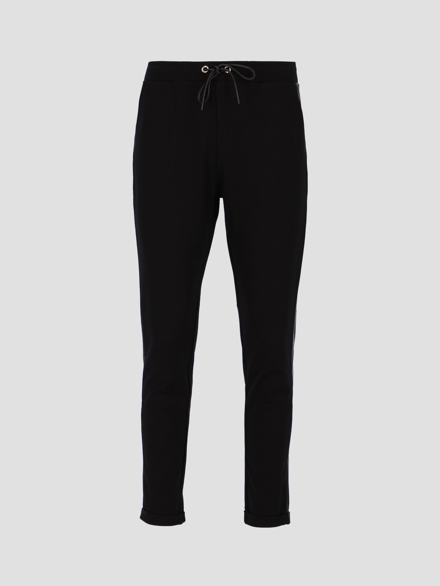 Leather Side Panels Fleece Jogger Pants