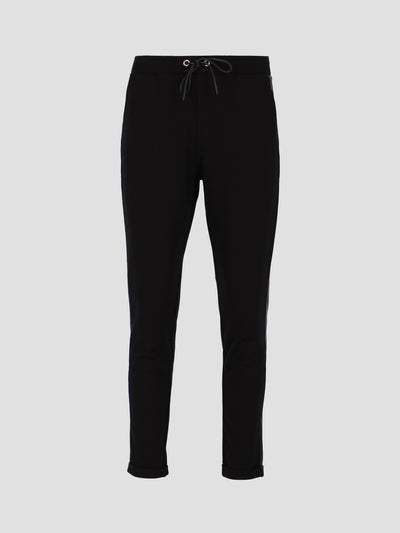 Leather Side Panels Fleece Jogger Pants