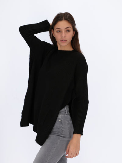 Slit Sides Ripped Knitted Pullover