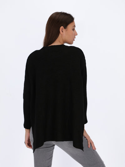 Slit Sides Ripped Knitted Pullover