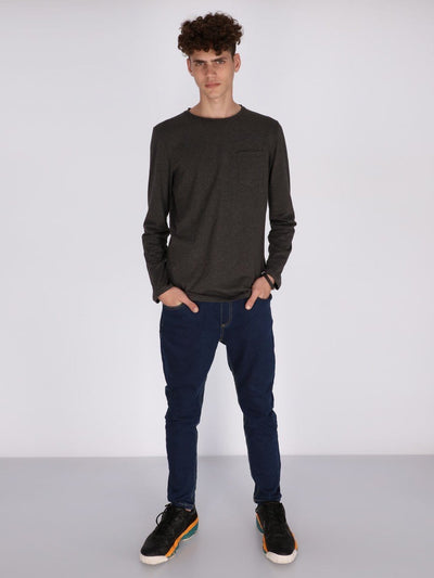 OR T-Shirts Grey / S Chest Pocket Round Neck T-Shirt