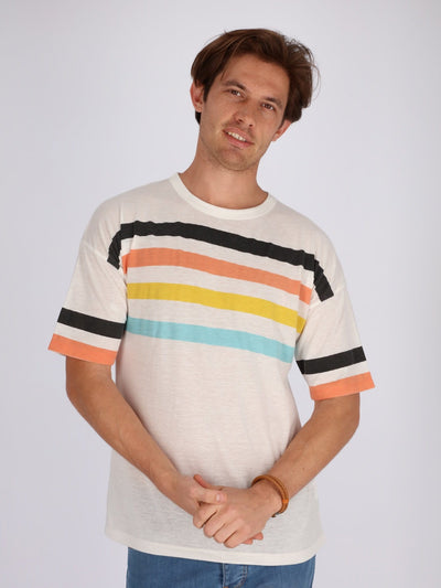 OR T-Shirts Four Front Colored Line Short Sleeve T-shirt