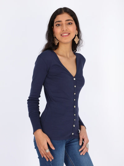 OR Jackets & Cardigans Basic Buttoned Jumper with V Neck